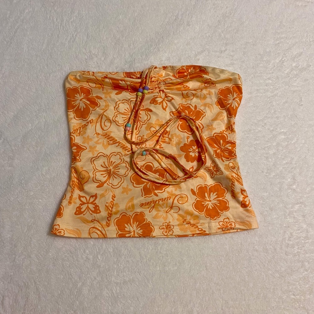 !!! SOLD!!! LOVE this hawaiian/ tropical print halter tube top!